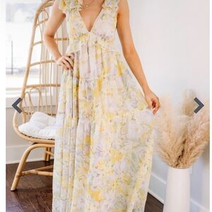 Floral Maxi Dress in Yellow and White